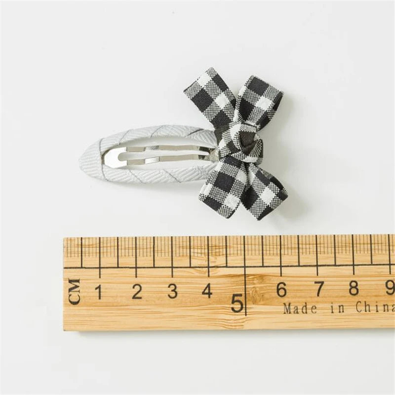 2Pc Set Bow Plaid Hair Clips