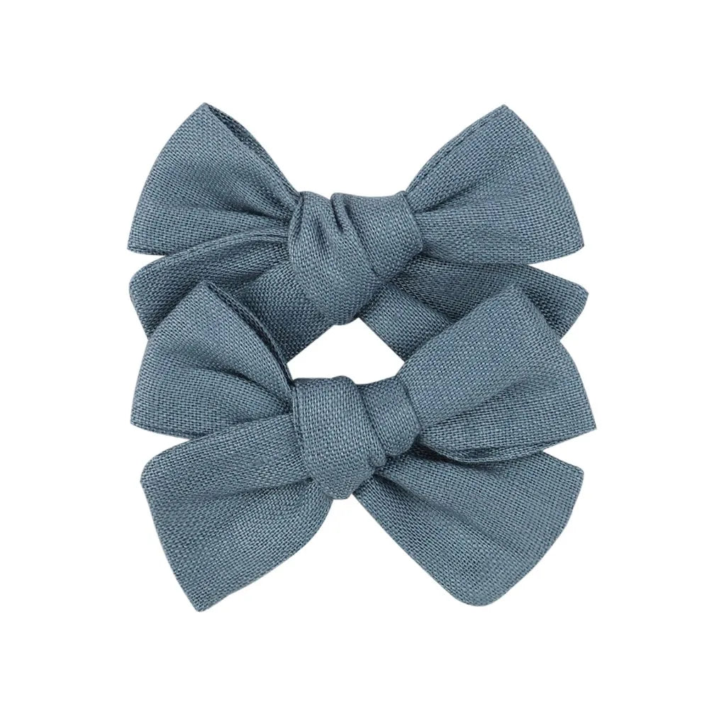 2Pc Set Solid Hair Bow Clips