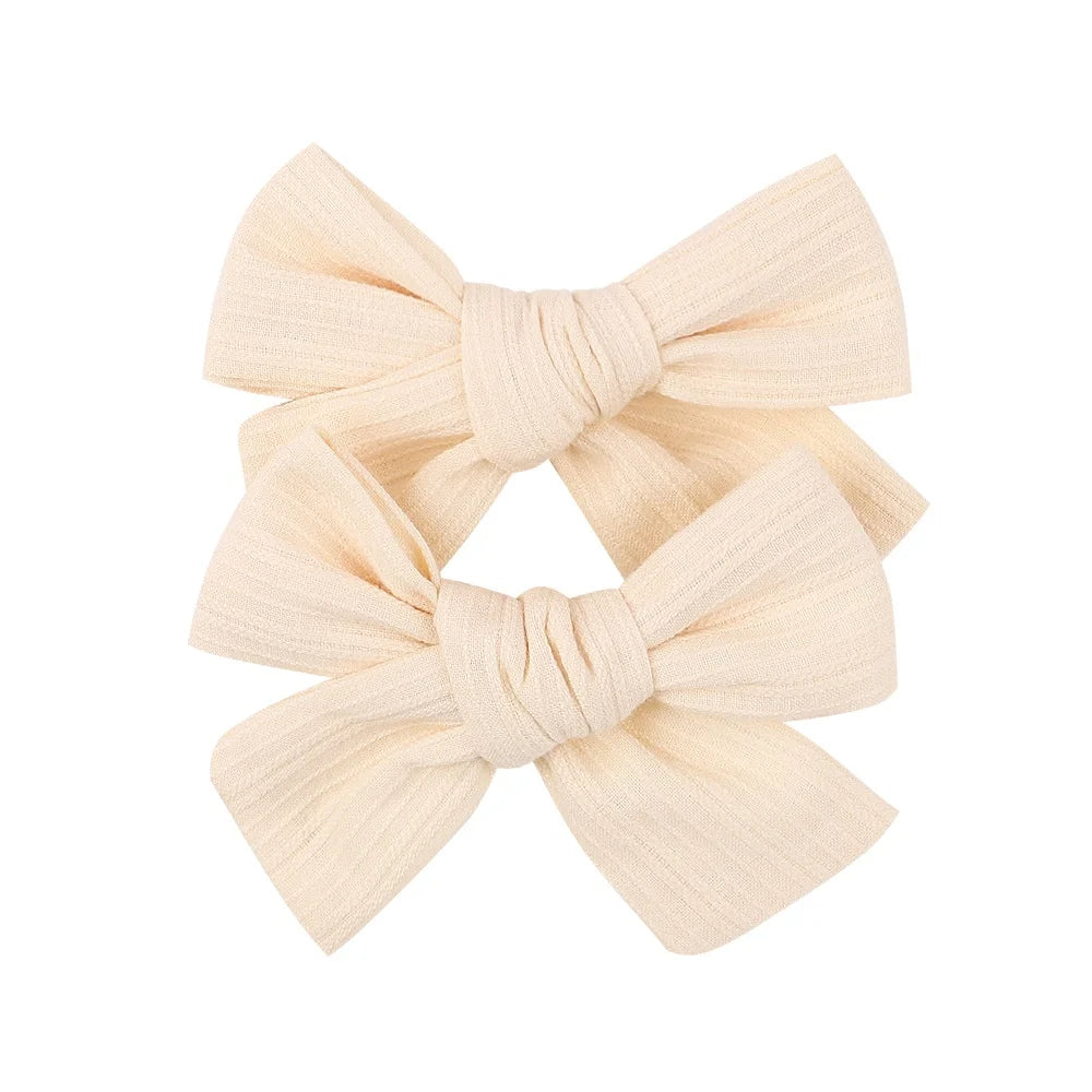 2Pc Set Solid Hair Bow Clips