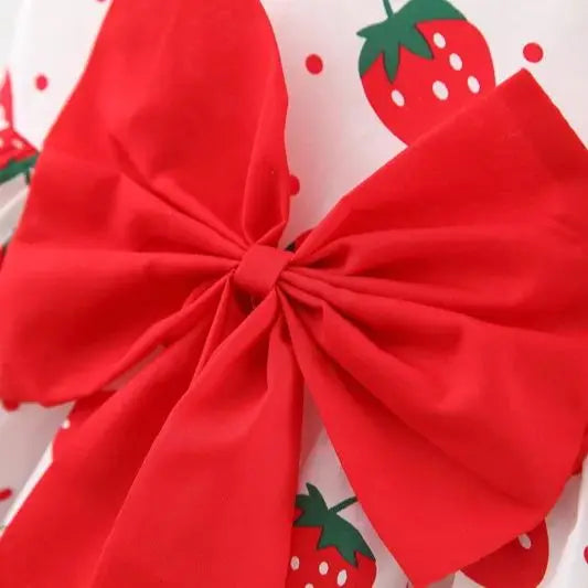 Strawberry Bow Dress with Hat