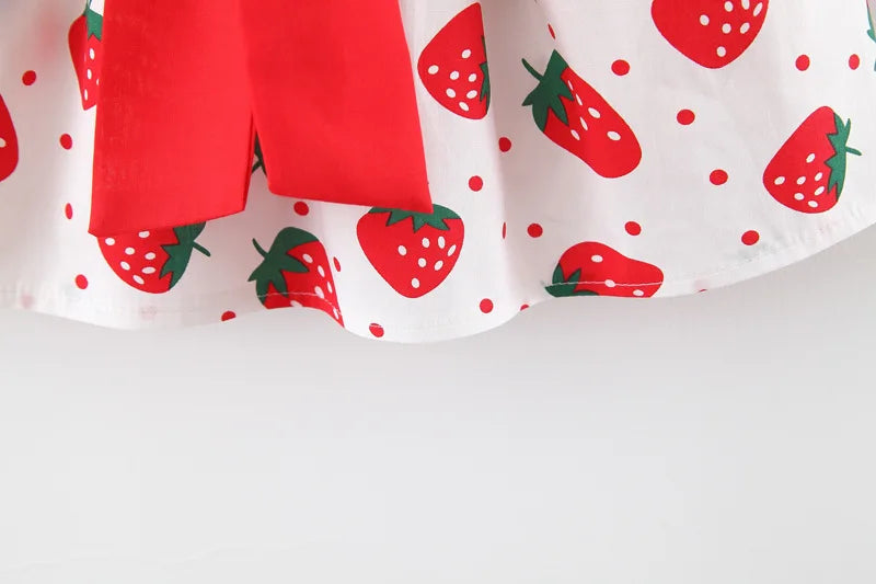 Strawberry Bow Dress with Hat