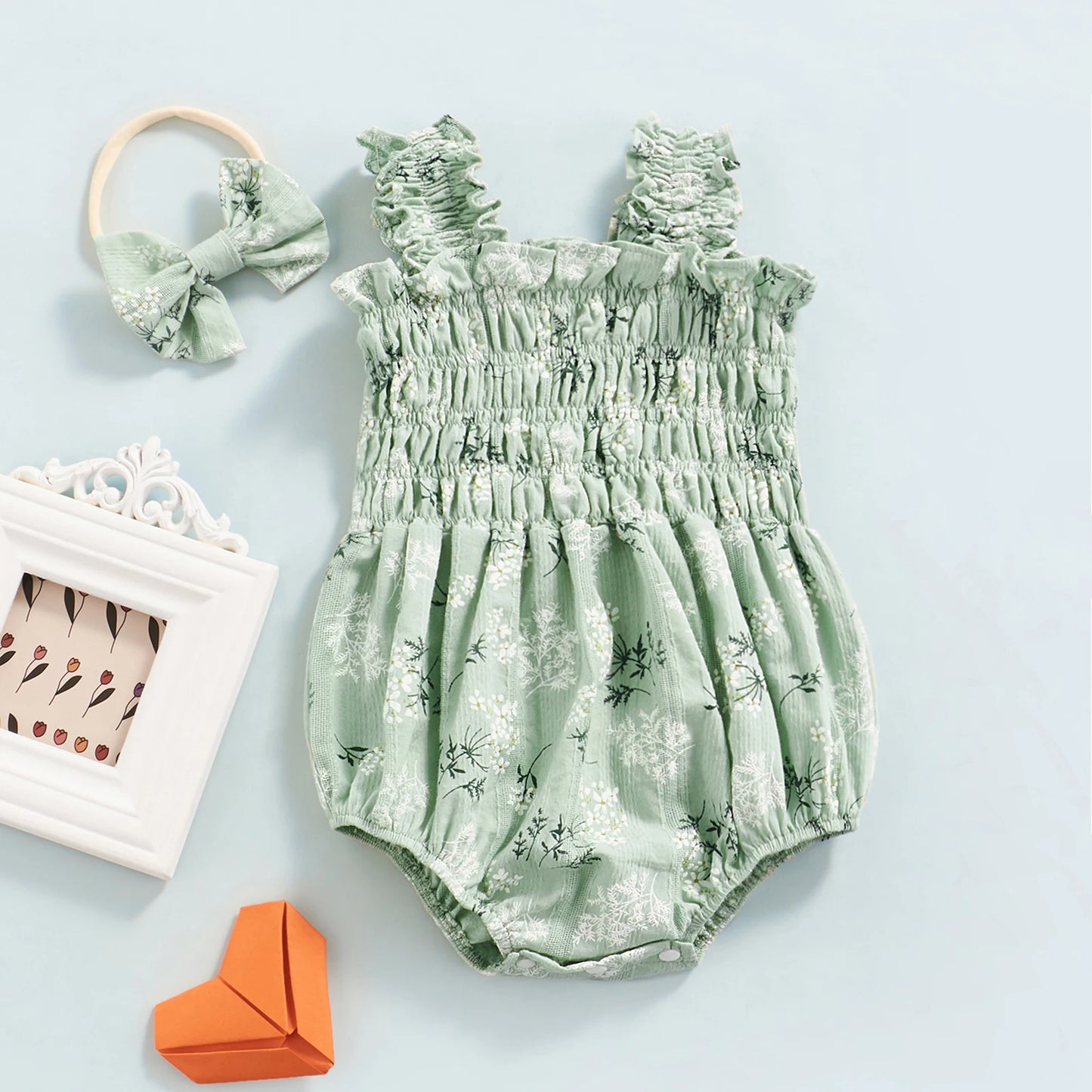 Ruched Romper + Headband Set