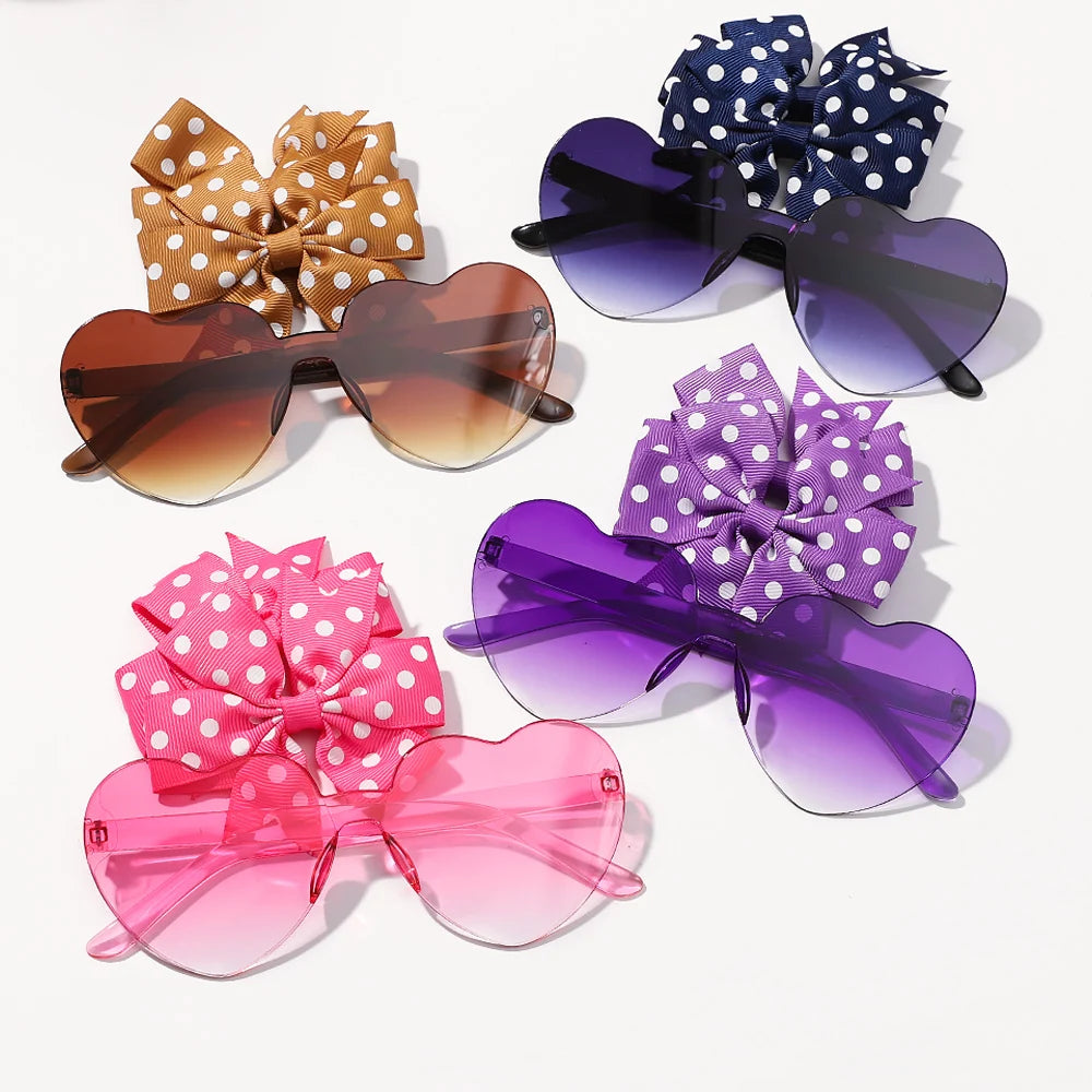 Purple Sunglasses Set with Bowknot Hair Clips