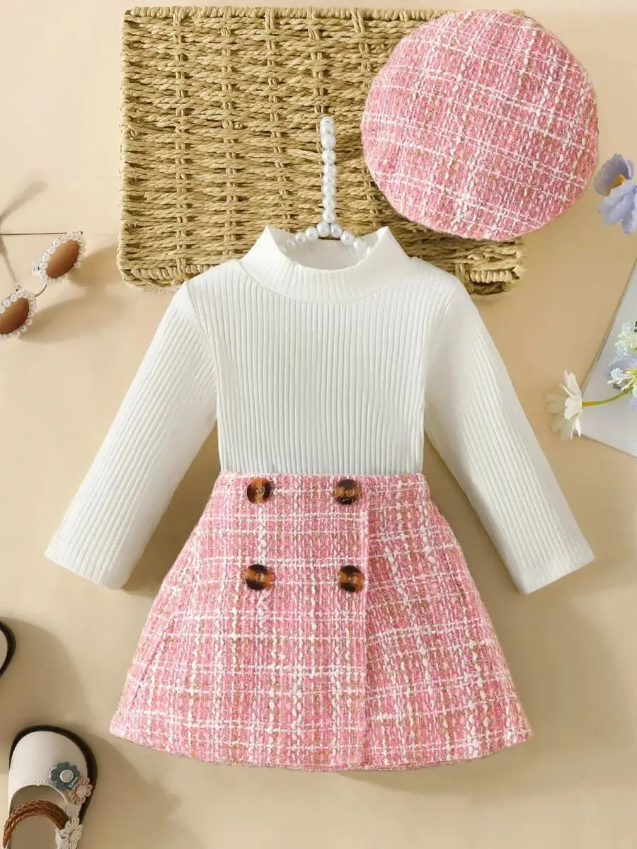 Classy Top & Skirt & Beret