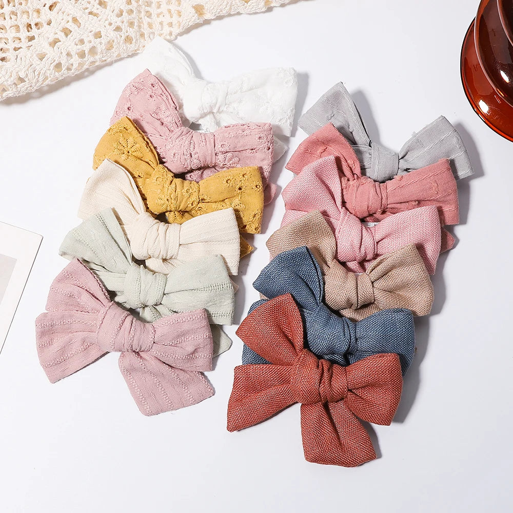 2Pc Set Solid Hair Bow Clips