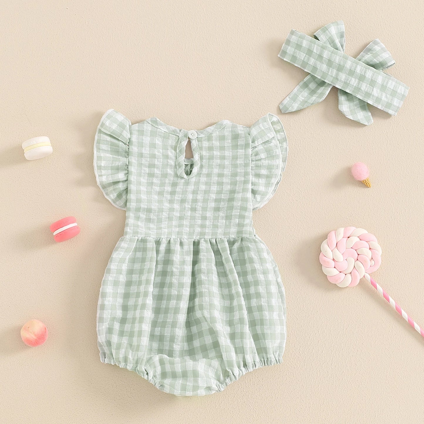 Gingham Romper Set