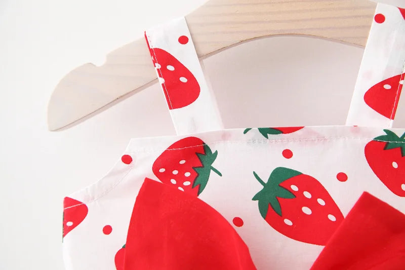 Strawberry Bow Dress with Hat