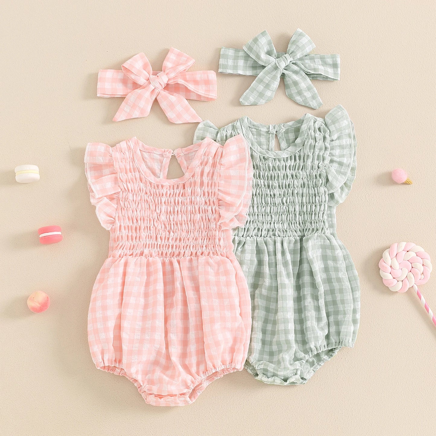 Gingham Romper Set