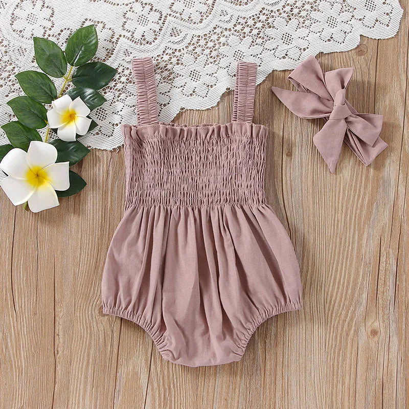 Ruched Romper + Headband Set