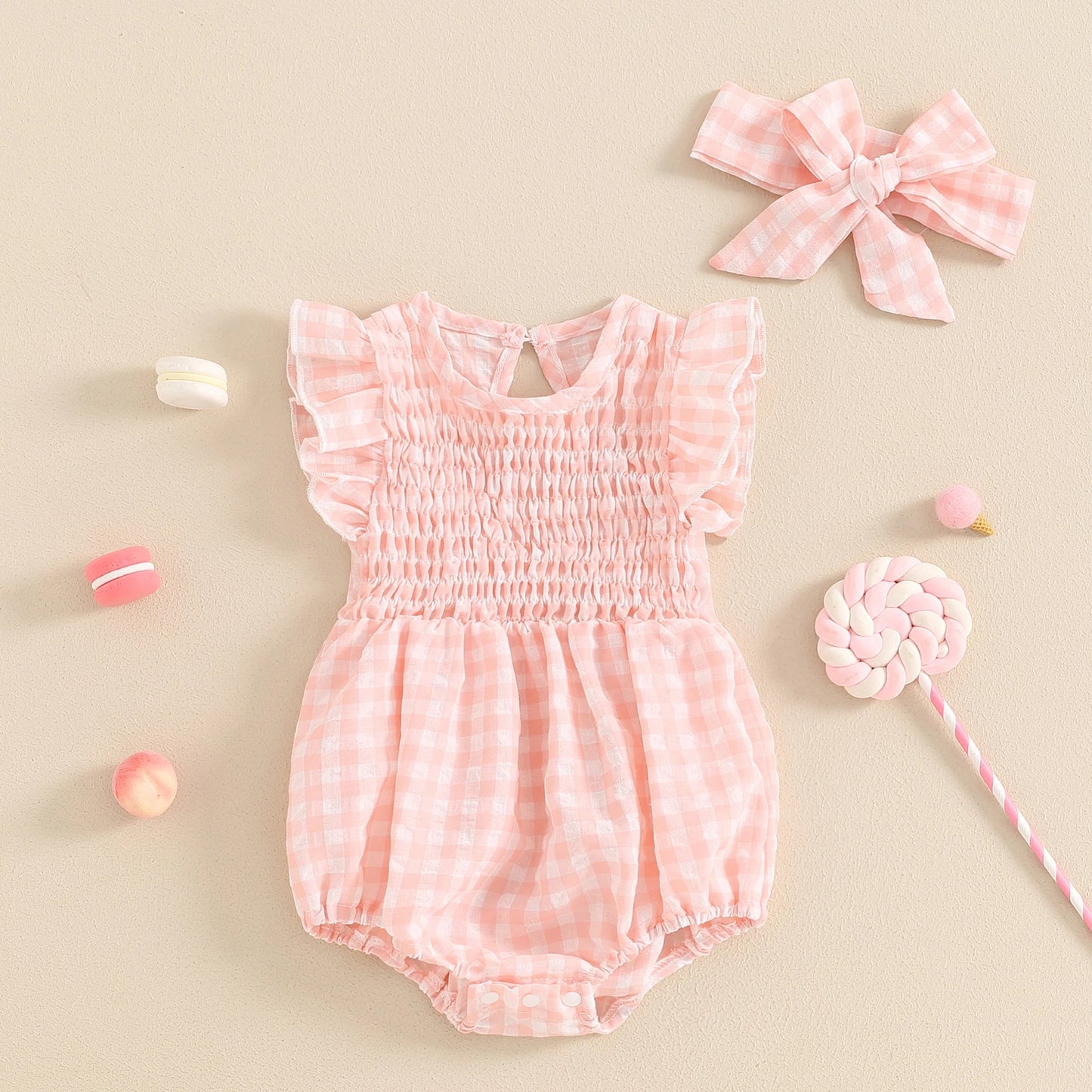 Gingham Romper Set