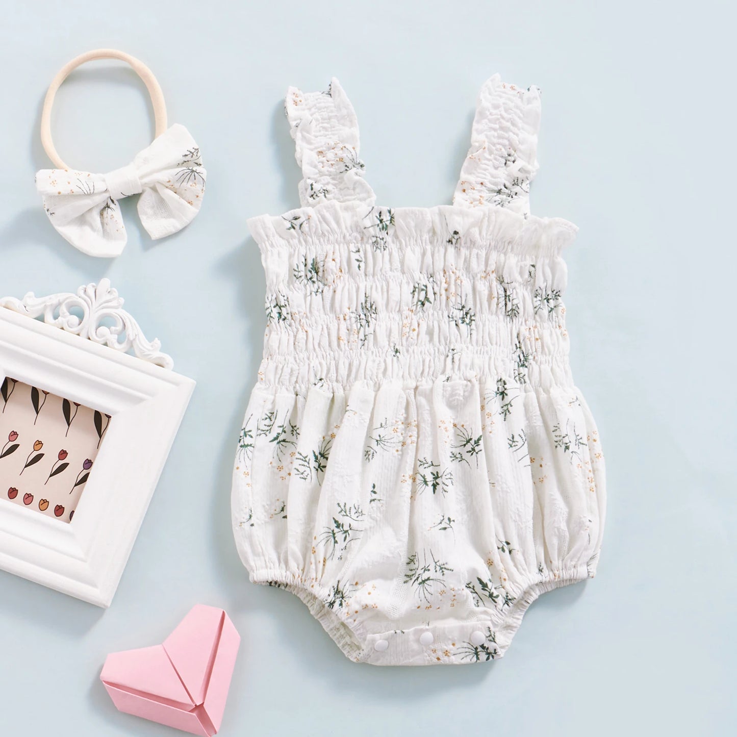 Ruched Romper + Headband Set