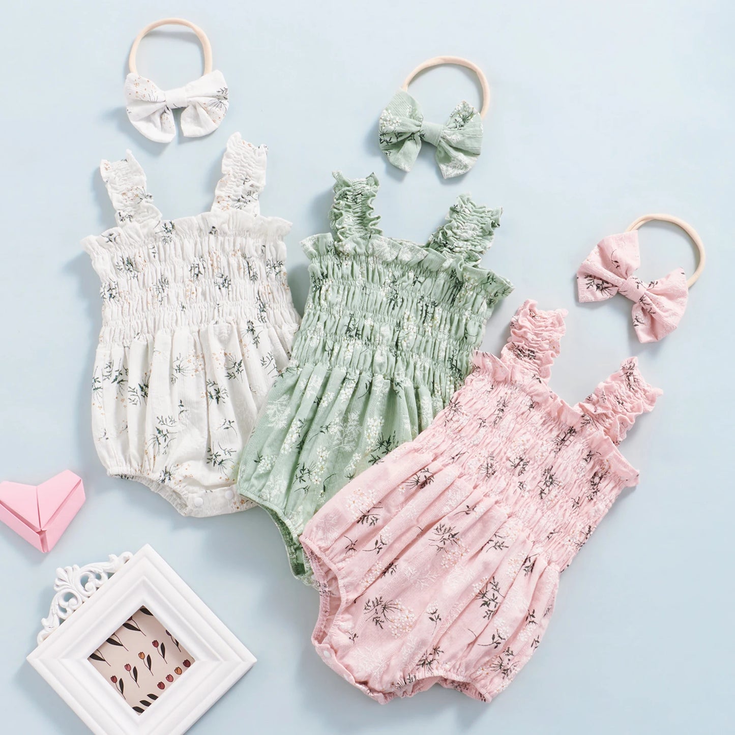 Ruched Romper + Headband Set