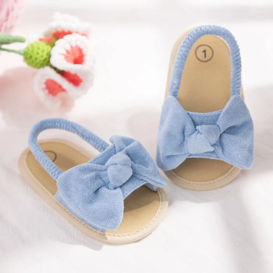 Blue Front Bow Sling Back Sandals