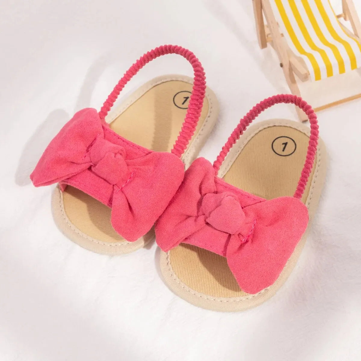 Rose Red Front Bow Sling Back Sandals