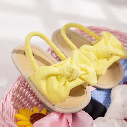 Yellow Front Bow Sling Back Sandals