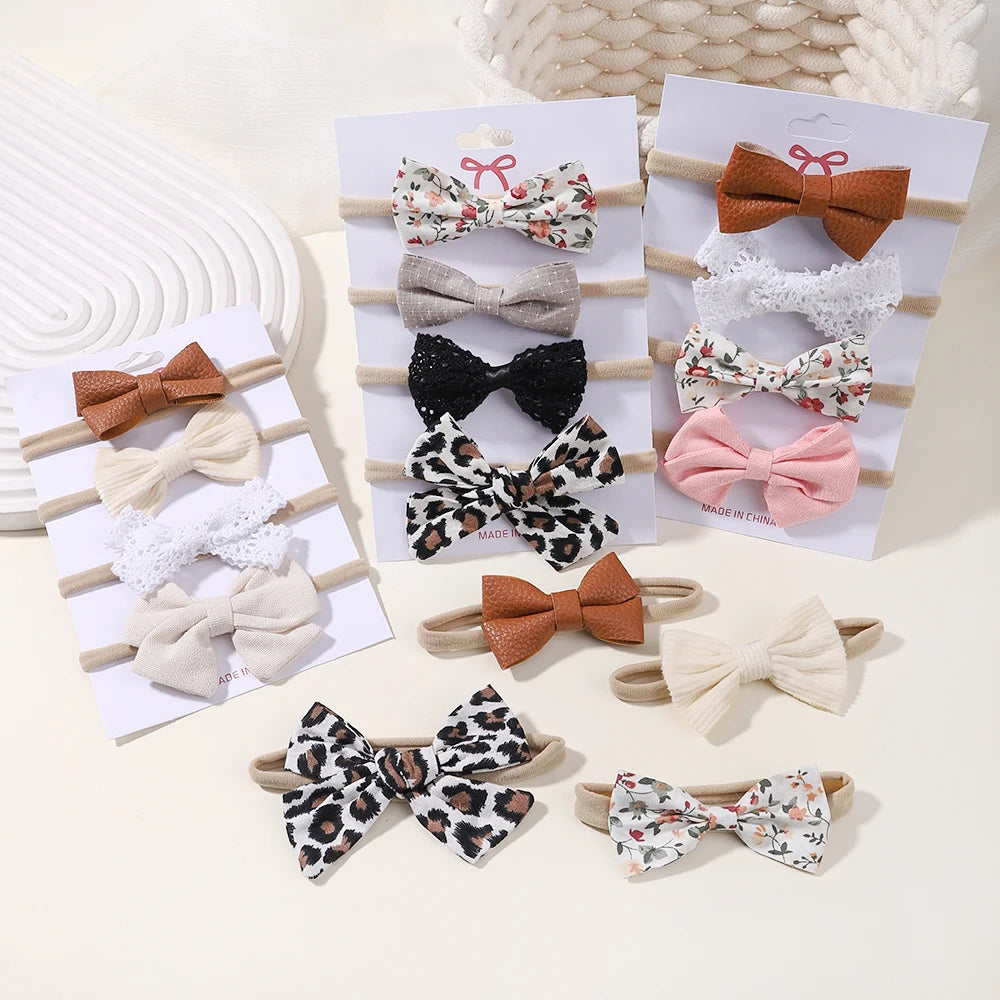 4Pcs/set Elastic Bow Headband