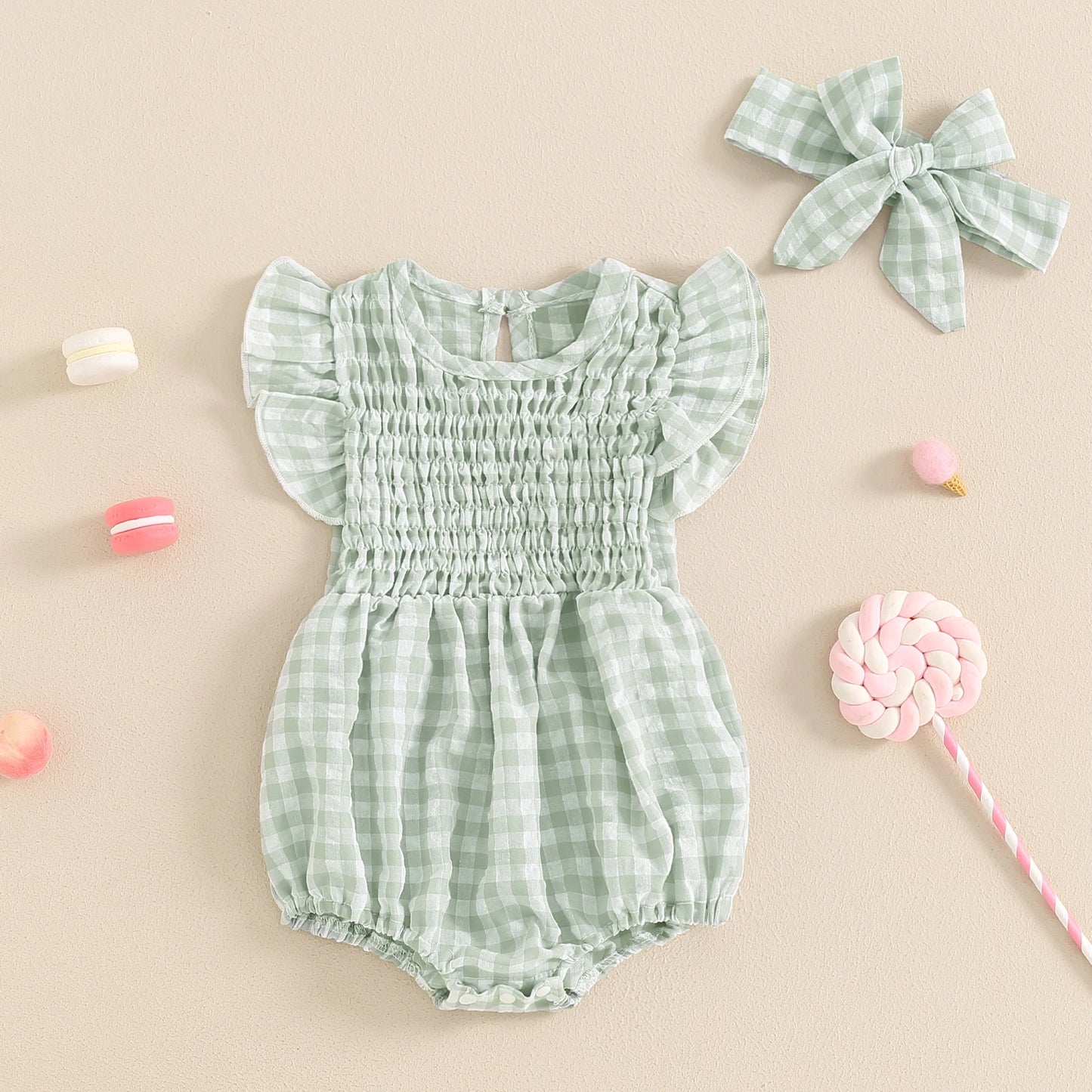 Gingham Romper Set